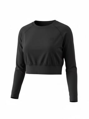 Reef Black Cropped Long-Sleeve Crew Top